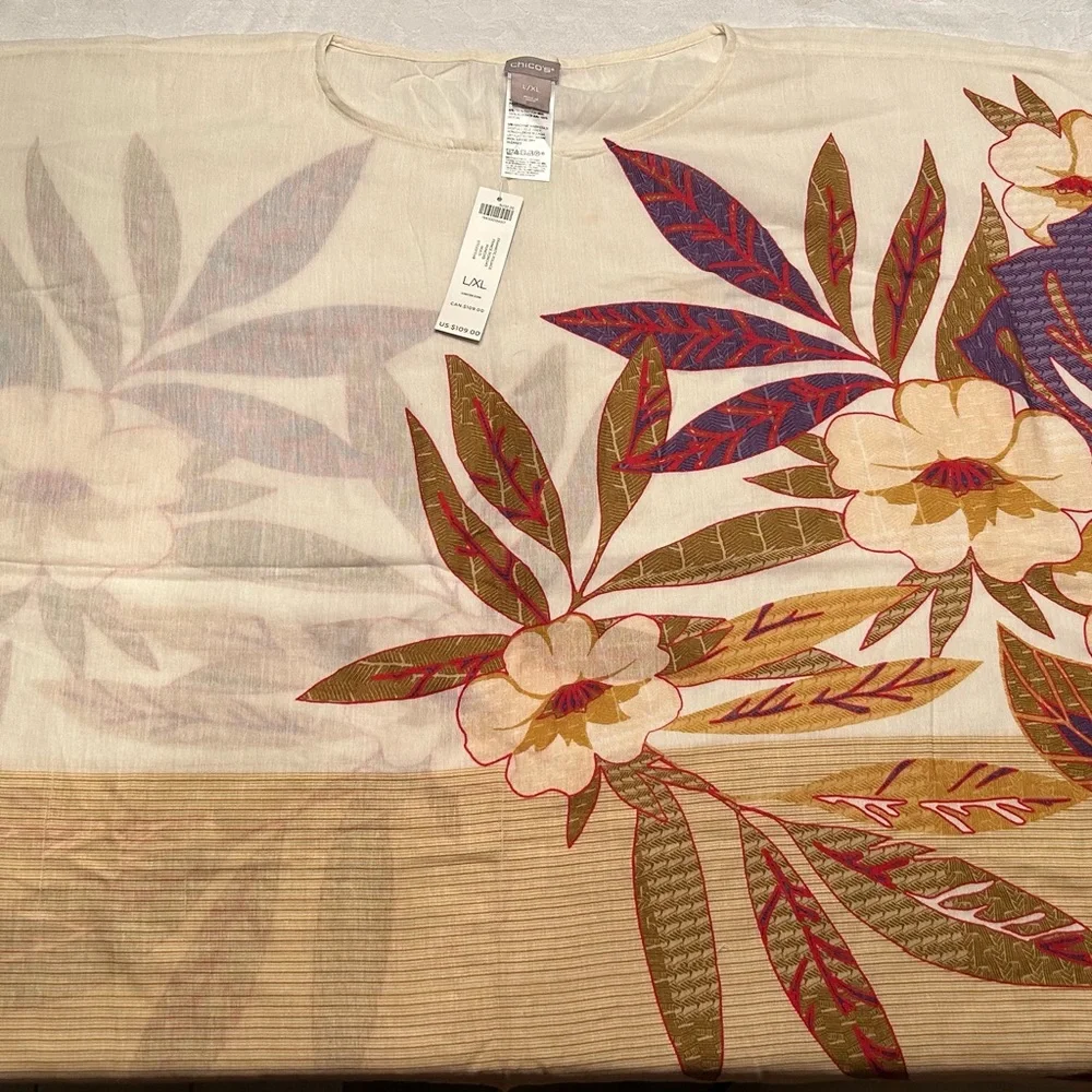 Brand new Chico’s tropical poncho. Size L/XL - Picture 3 of 4
